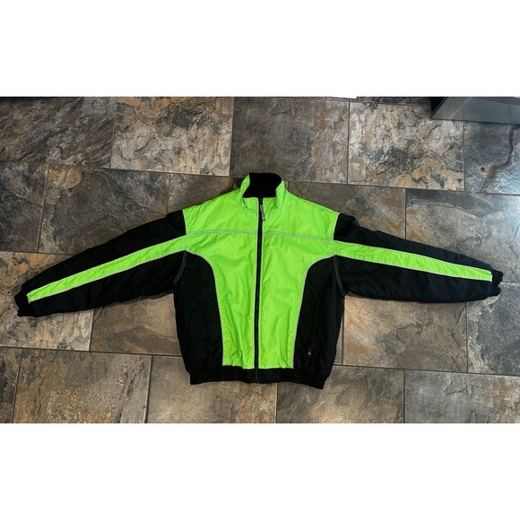 Vtg Arctiva Men's Large Black/Neon Green Insulated Snowmobile Racing Jacket